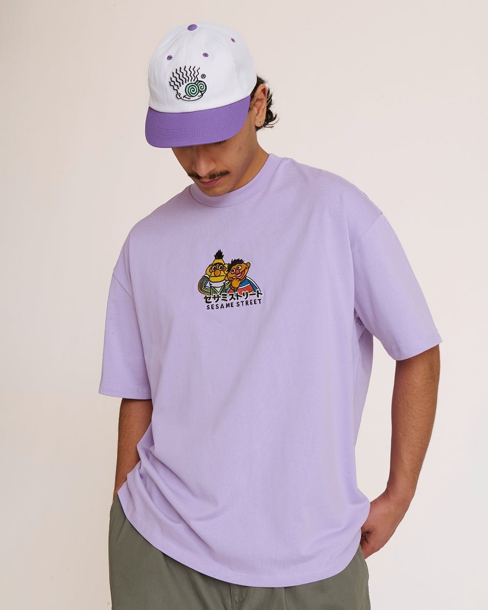 Bert and Ernie Tokyo Oversized Embroidered T-Shirt - Unisex 100% Combed Cotton