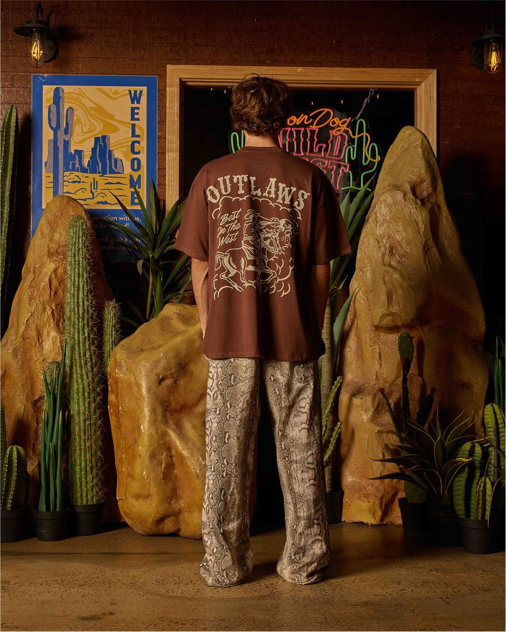 Outlaws Oversized Graphic Tee - Unisex 90s Boxy Fit 100% Combed Cotton