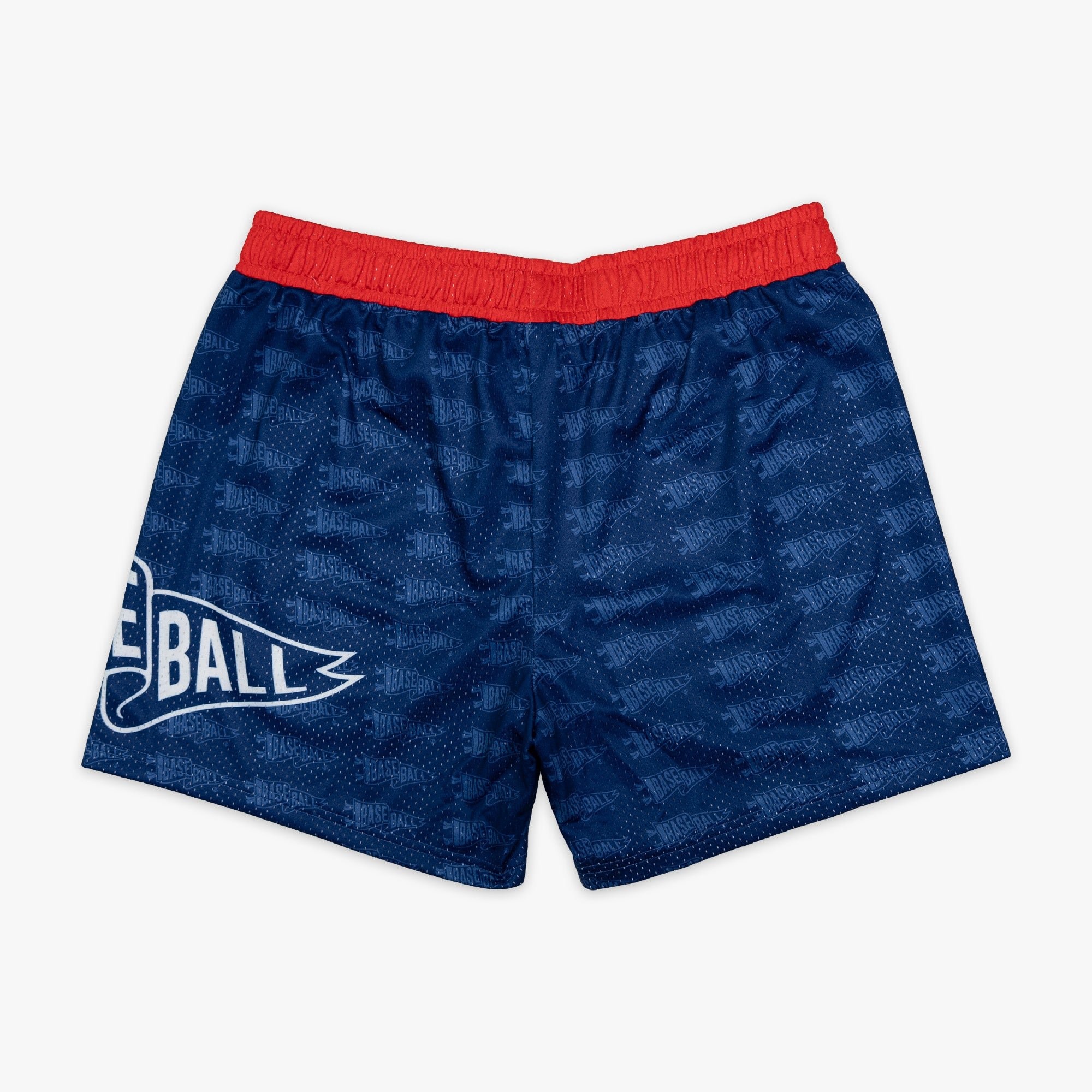 Pennant Shorts - USA Baseball Mesh Shorts with Allover Pattern and Pockets