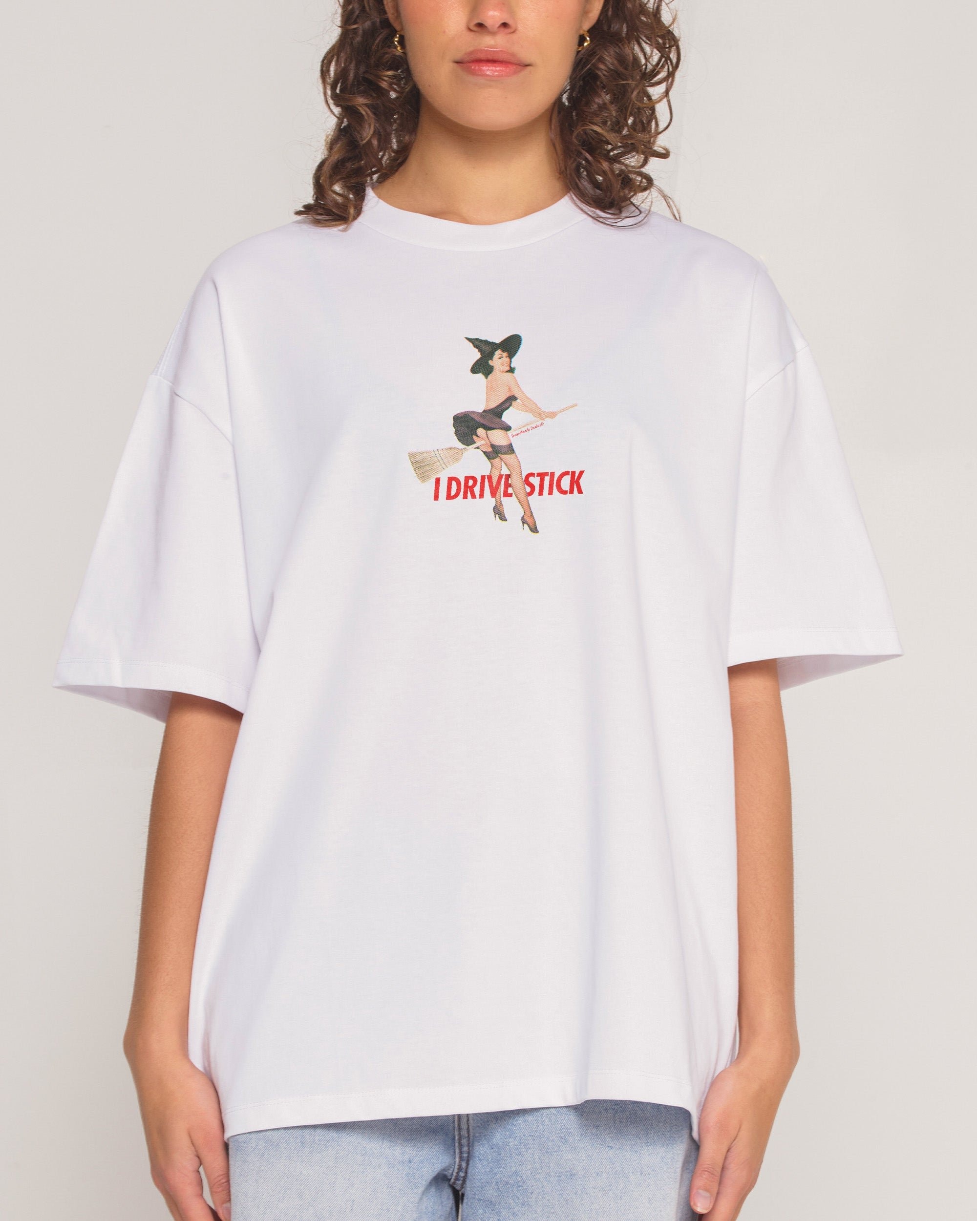 I Drive Stick Oversized Graphic Tee - Unisex 90s Boxy Fit 100% Combed Cotton