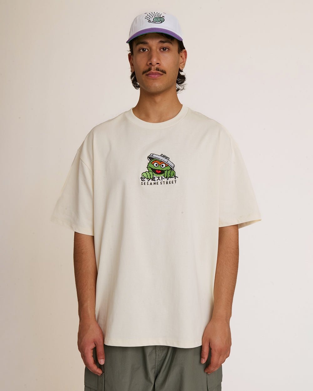 Oscar Tokyo Oversized Embroidered Sesame Street Tee - Unisex 100% Combed Cotton