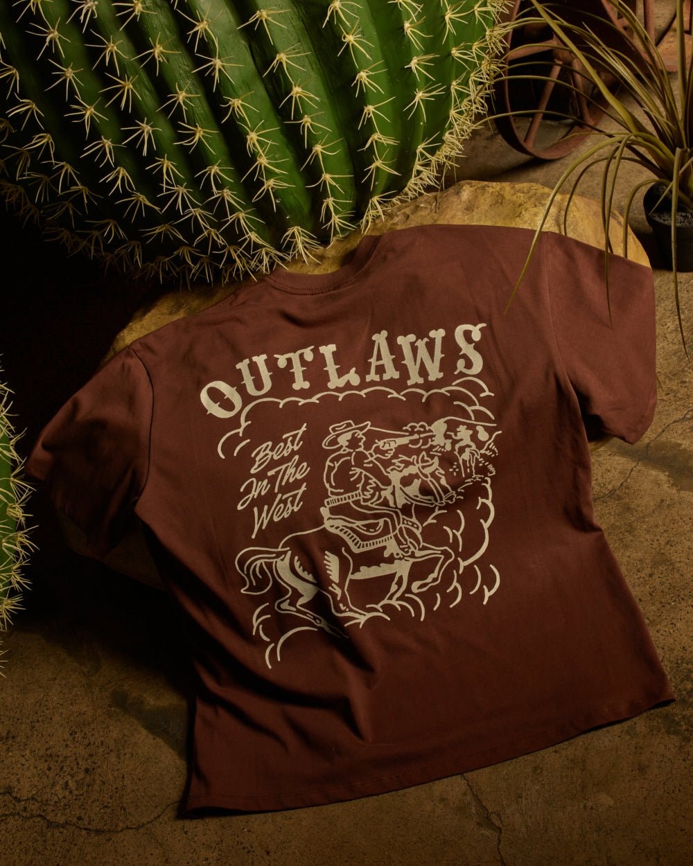 Outlaws Oversized Graphic Tee - Unisex 90s Boxy Fit 100% Combed Cotton