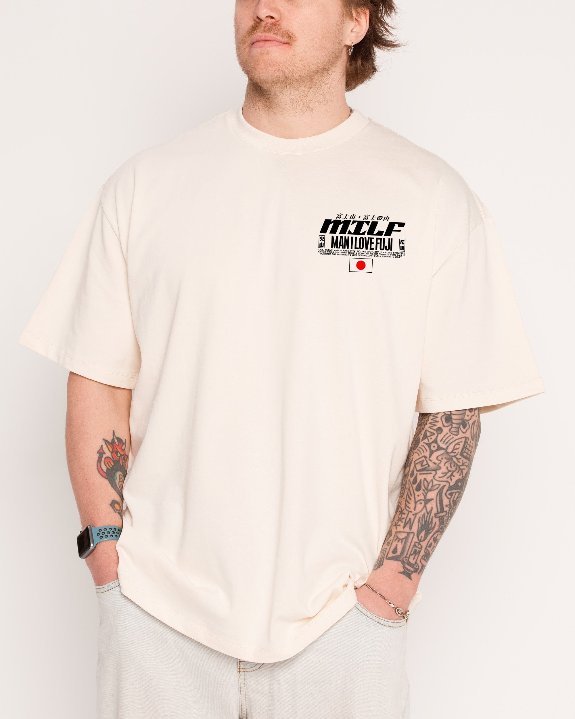 MILF Fuji Oversized Graphic Tee - Unisex 90s Boxy Fit 100% Combed Cotton 275gsm