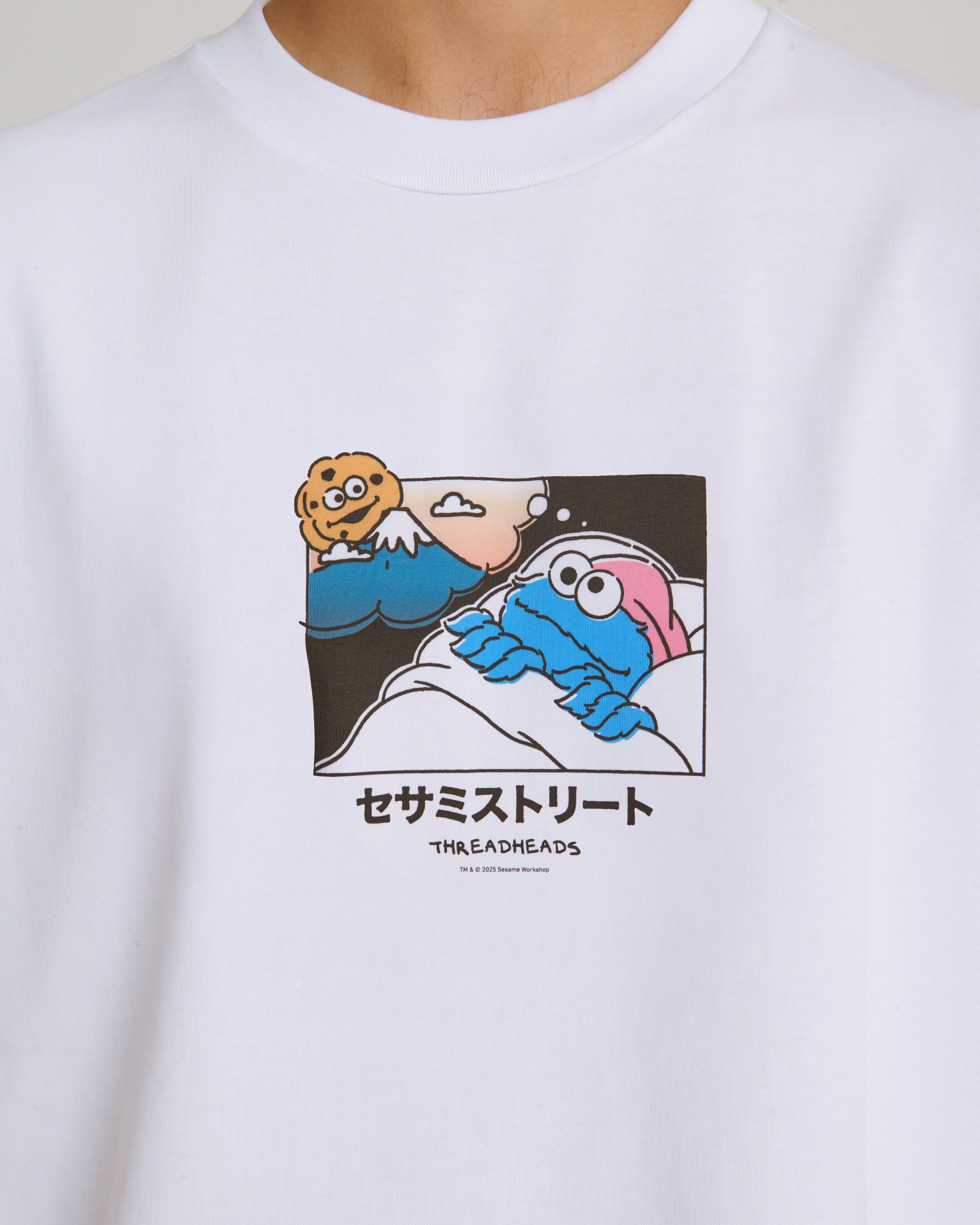 Cookie Monster Fuji Dreaming Oversized Graphic Tee Unisex 100% Combed Cotton