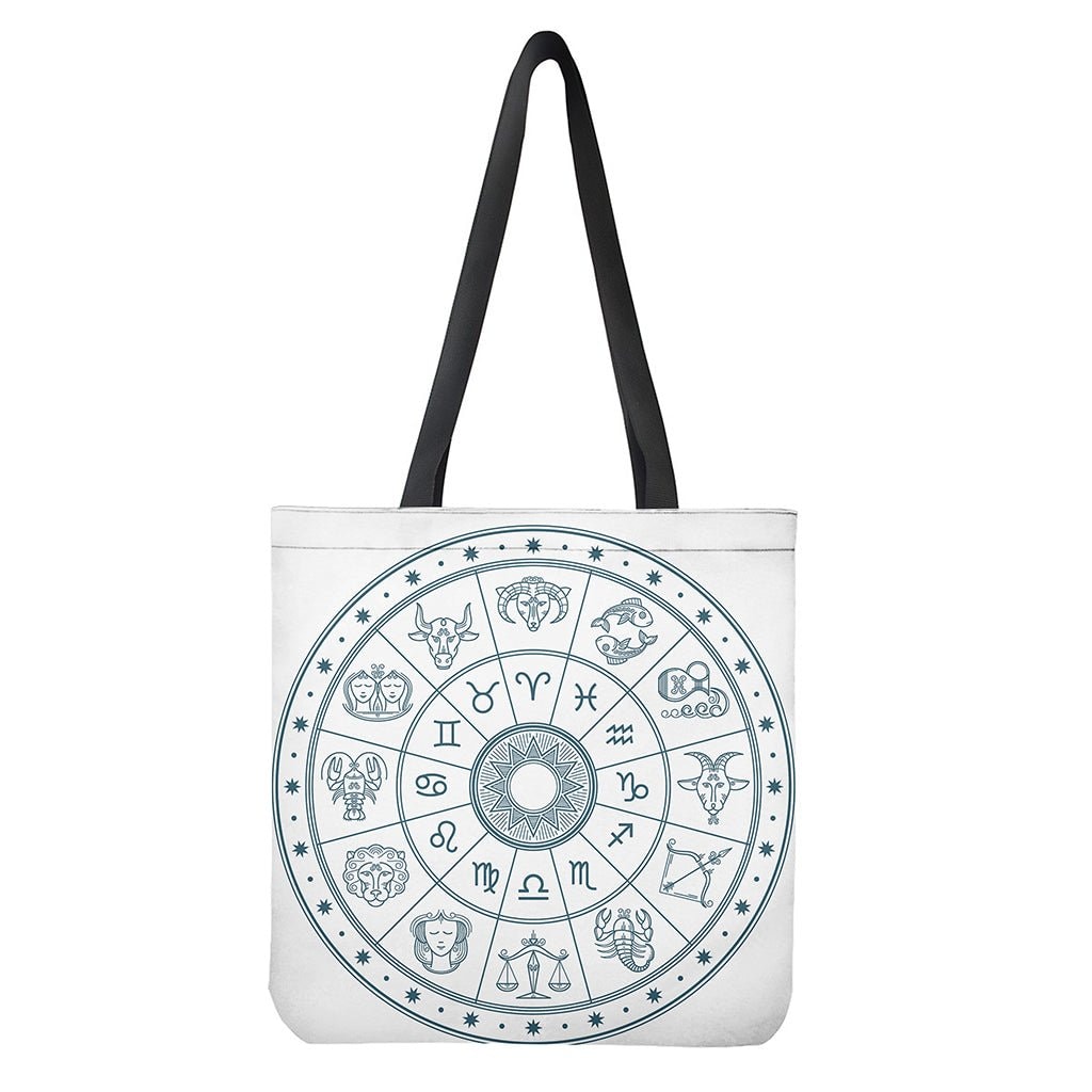 Zodiac Astrology Signs Print Tote Bag - Polyester Double-Sided Shoulder Bag